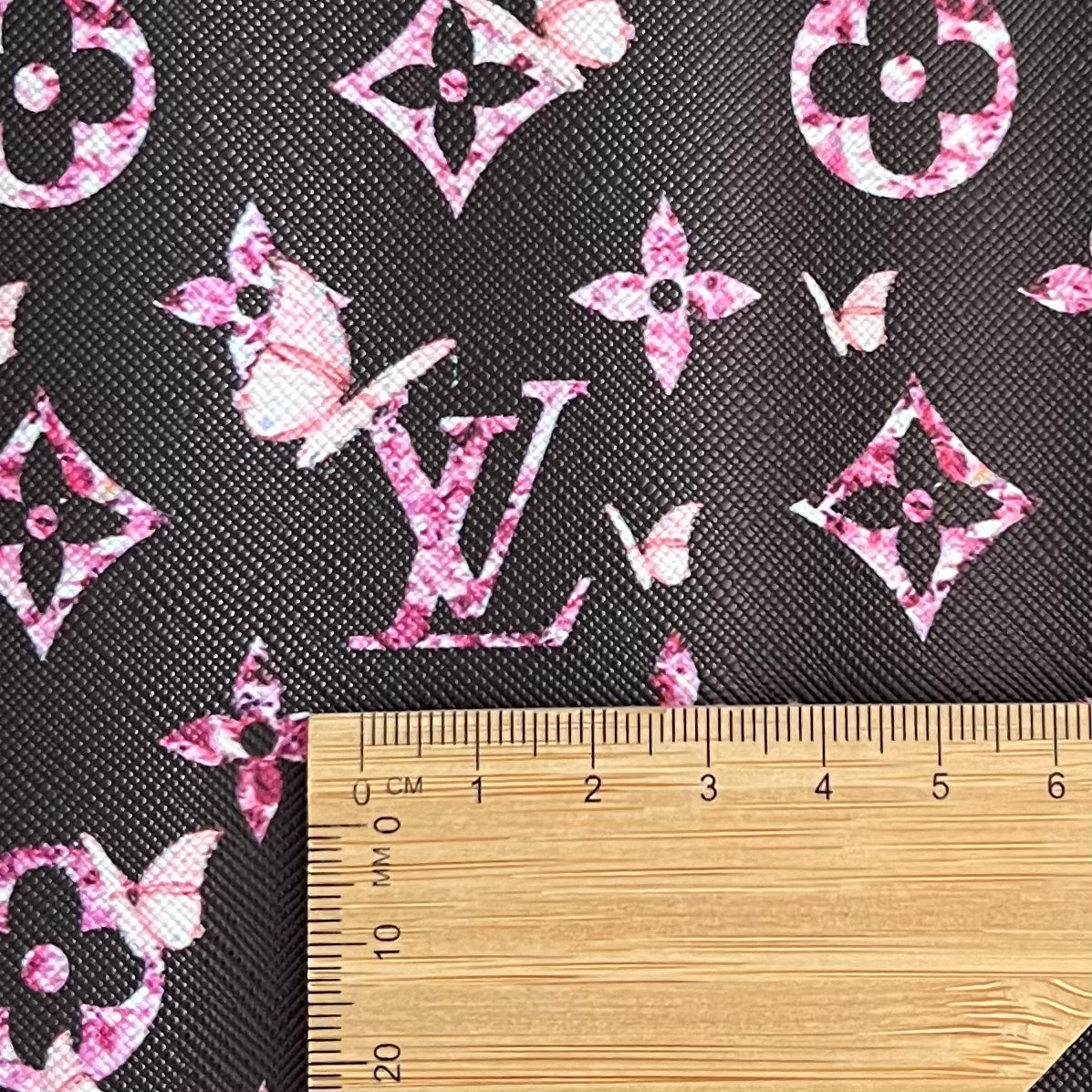 Faux Leather LV Pink Butterflies on White – Dreamy Designs by Trudy