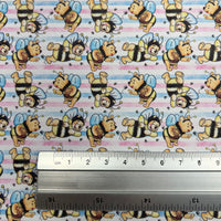 Cartoon Character Bee on Stripes