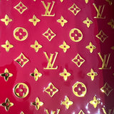 Gold Foil Embossed Print on Red Mirror