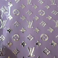 Silver Foil Embossed Print on Purple Mirror