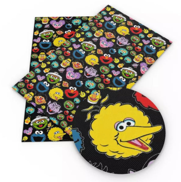 Sesame Street Characters on Black Faux Leather