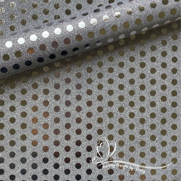 Holographic Spots on Silver Fabric