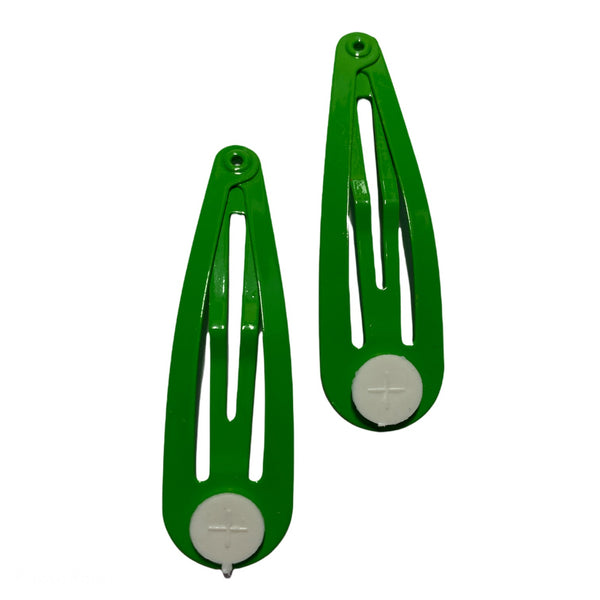 50mm Green Snap Hair Clips with Glue Pad