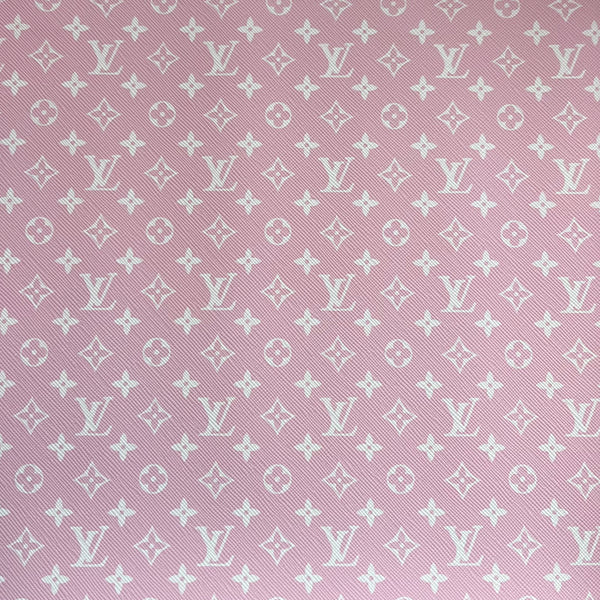 Faux Leather LV White Print on Light Pink – Dreamy Designs by Trudy